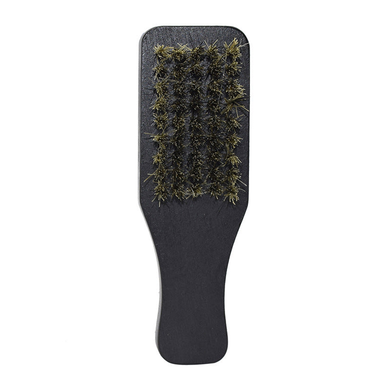 Brosse à barbe double face noire avec logo gravé, outil de nettoyage pour barbier, soin de la barbe pour hommes