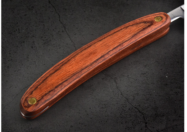Engrave logo-Wood handle razor straight razor old school shaving tool grooming