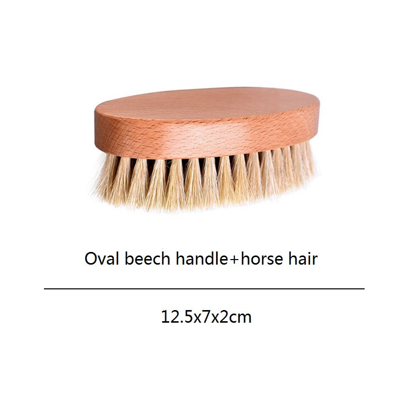 Brosse à poils de cheval avec manche en bois de hêtre, brosse pour manteau, brosse à chaussures, brosse de nettoyage avec logo gravé