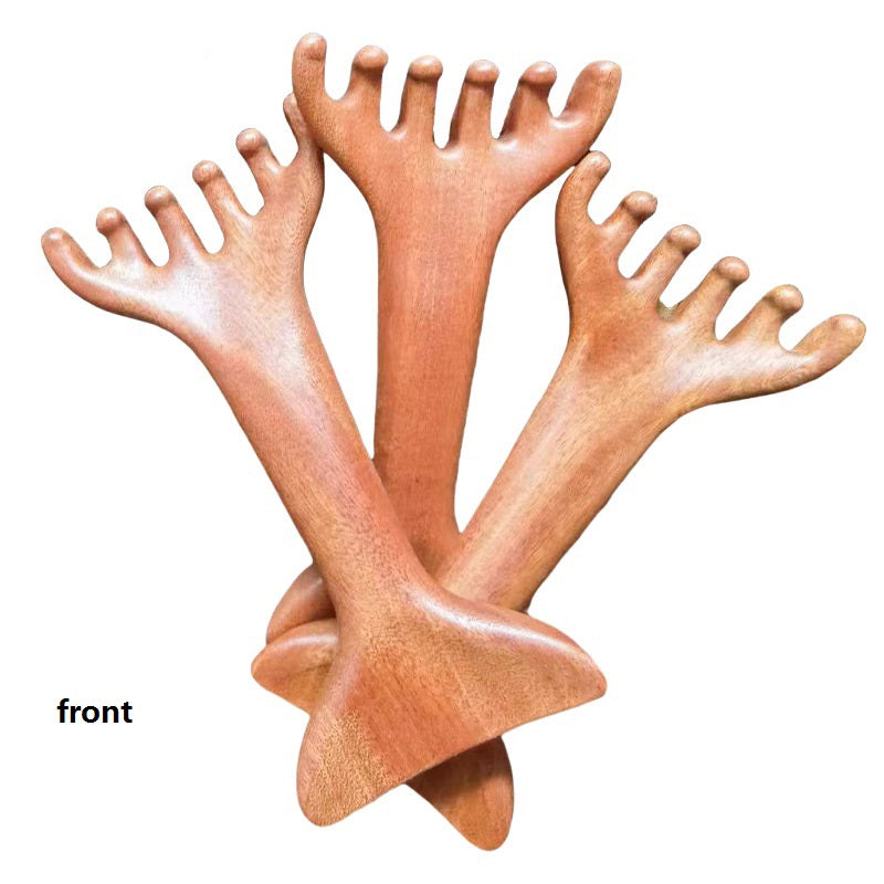 Peigne en bois de santal naturel à dents larges, outil de massage Guasha SPA, personnalisable avec logo.