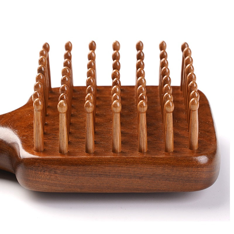 Peigne en bois de santal naturel à manche long, outil de massage pour la barbe et les cheveux, personnalisable avec votre logo.