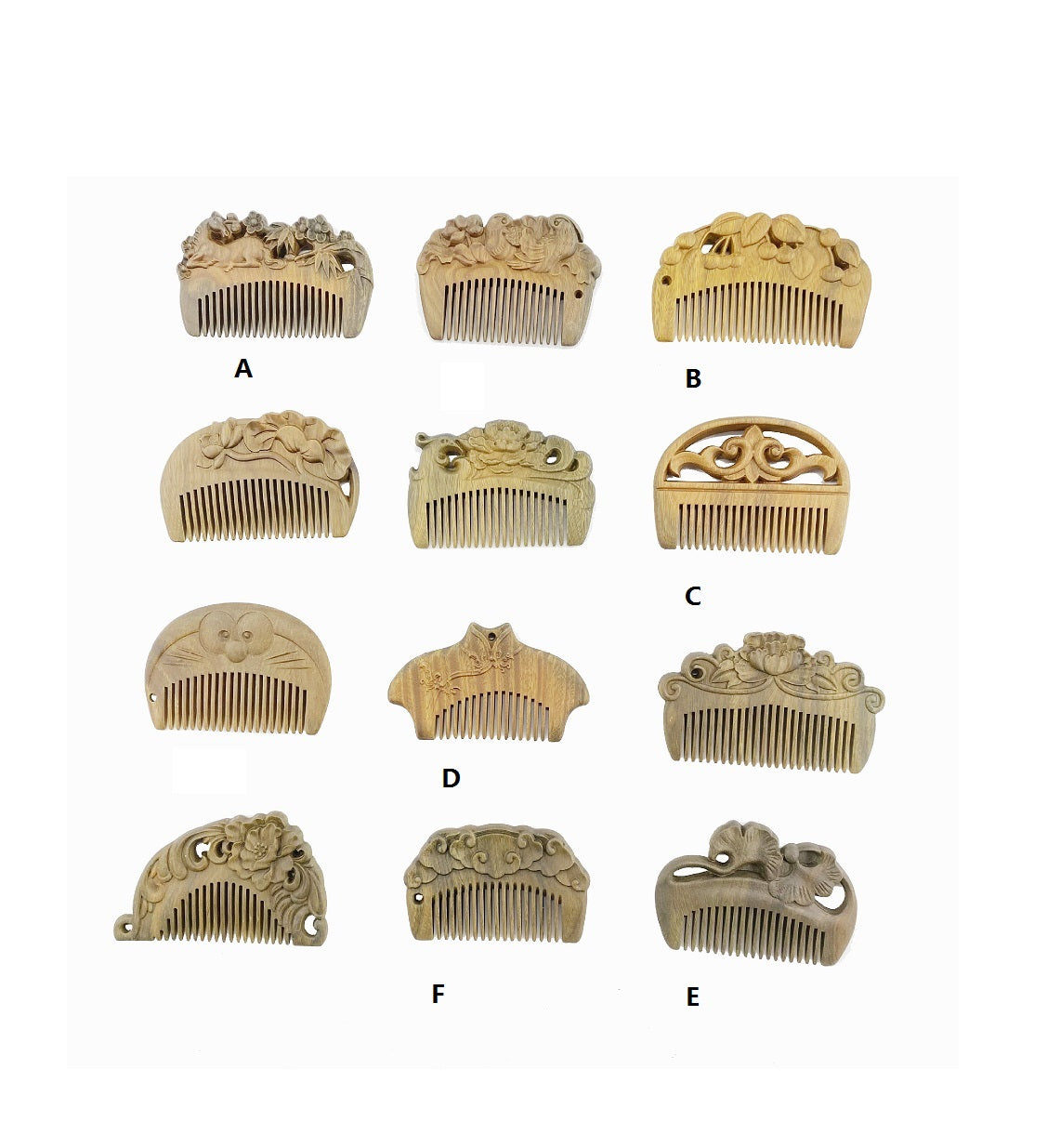 Peigne en bois de santal vert fait main, peigne à barbe, peigne de poche, brosse à cheveux 8 cm