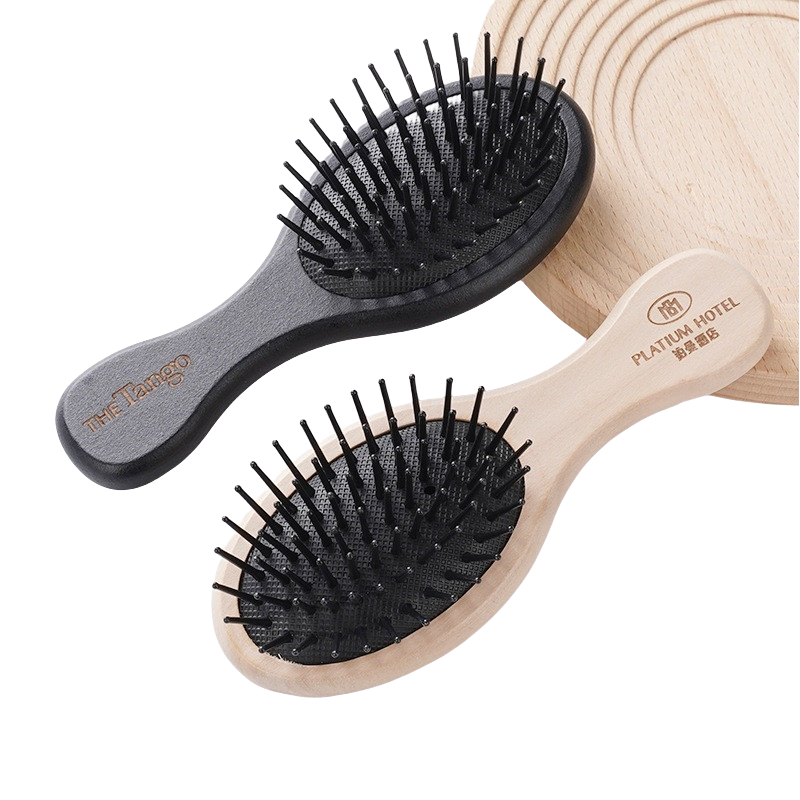Personalized engrave logo-MINI hair brush pet brush wooden handle airbag brush makeup baby hair brush grooming barber