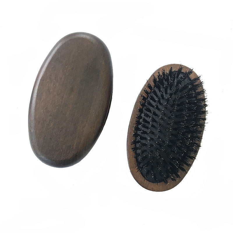 Brosse à barbe avec manche en bois de hêtre, brosse à airbag, brosse à cheveux, brosse de barbier, brosse en poils de sanglier, logo gravé