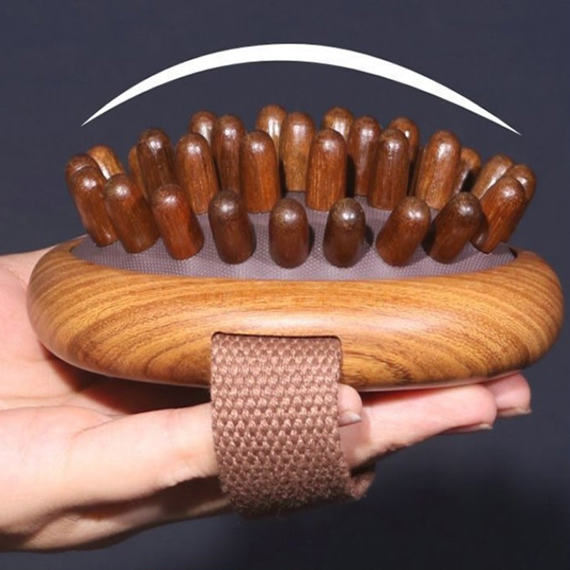 Brosse personnalisée avec logo, manche en bois de santal naturel, brosse à airbag, brosse de massage pour cheveux et corps, outil SPA