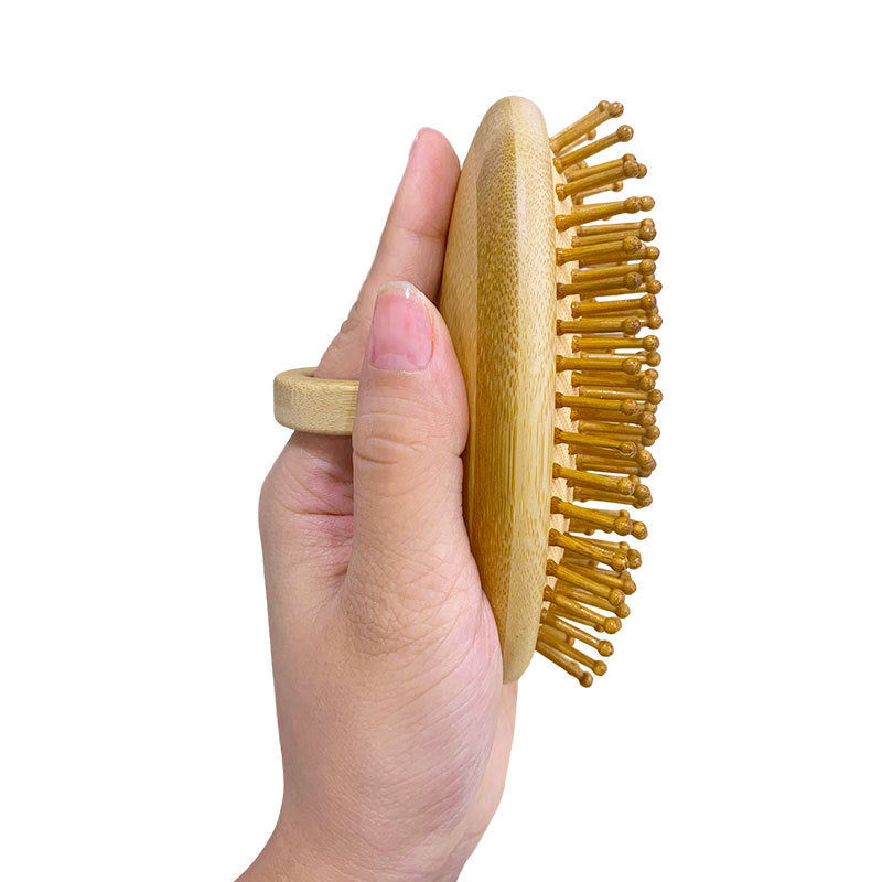 Logo gravé - Brosse à barbe en bambou avec coussin d'air et anneau de soin - Nouveau design