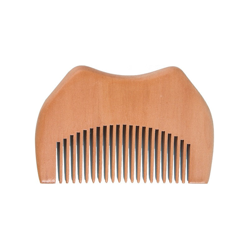 Peigne miniature en bois de pêcher (8 x 5 cm) avec logo gravé - Peigne de poche, peigne à barbe, peigne à cheveux