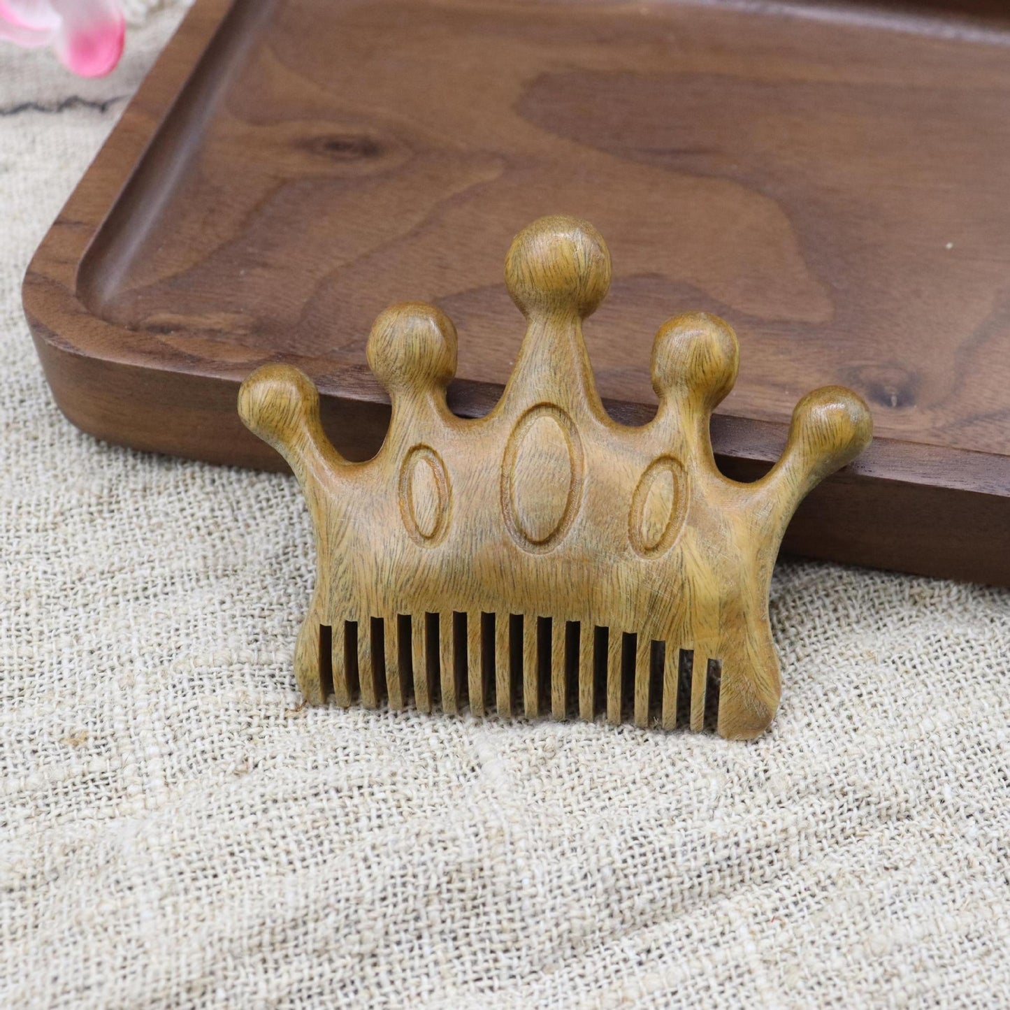 Peigne en bois de santal vert fait main, peigne à barbe, peigne de poche, brosse à cheveux 8 cm