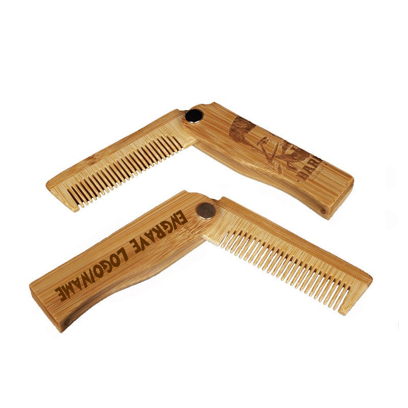Customize Logo-BambooComb Folding Combs Pocket Size Comb Beard Care Comb Beard Brush Hair Comb makeup grooming tool
