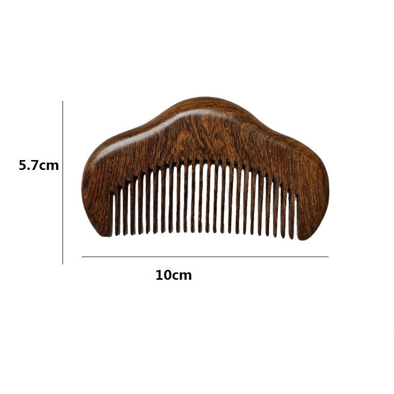 Peigne miniature en bois de santal doré avec logo gravé personnalisé, forme nuage, peigne de poche, peigne à cheveux, peigne à barbe, soin du visage