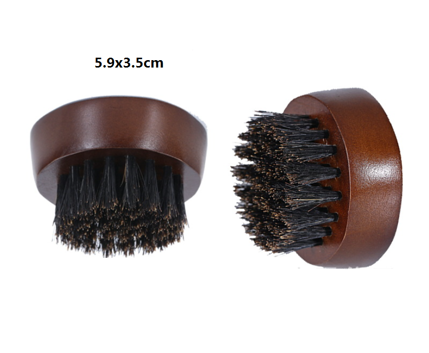 Brosse à barbe en poils de sanglier avec manche en bois et logo gravé - Outil de nettoyage - 3
