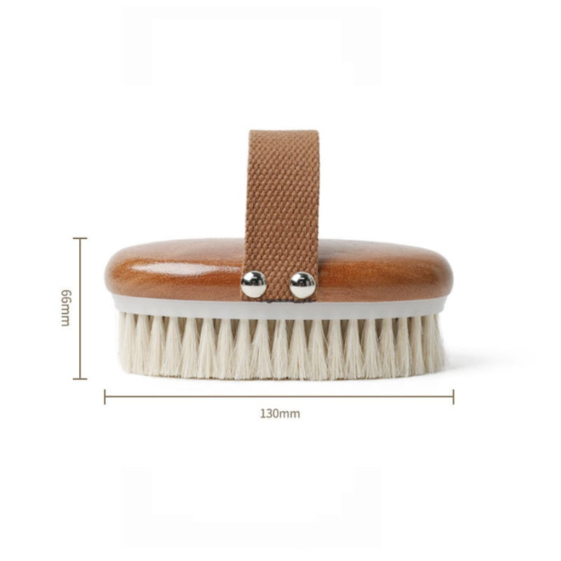 Engrave logo-High quality Horse hair brush wood handle brush body brush dry brush bath brush massage SPA(副本)