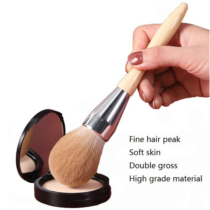 Personalized engrave logo-Wood handle powder brush big makeup brushes soft brush face brush double gross fine hair peak