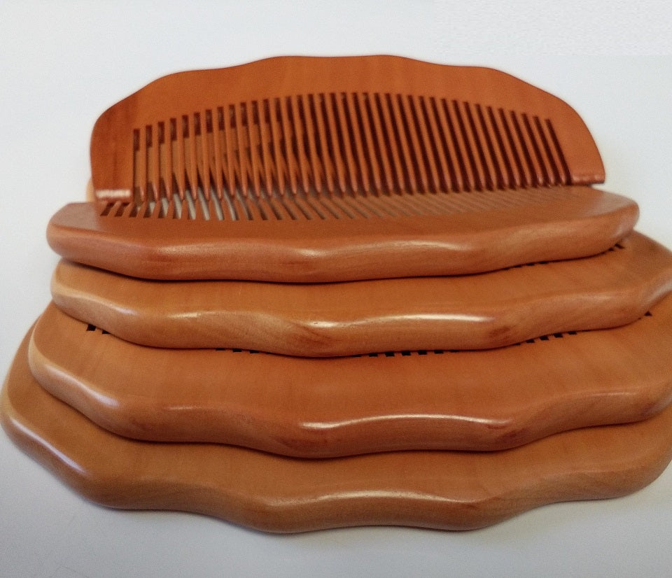 Engrave logo-Peach wood combs fine tooth beard comb hair comb for men women wholesale