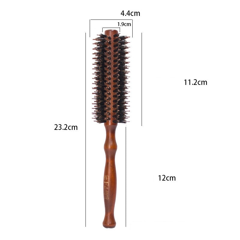 Brosse à cheveux en poils de sanglier avec manche en bois, logo gravé, peigne à permanente, brosse à cheveux ondulée