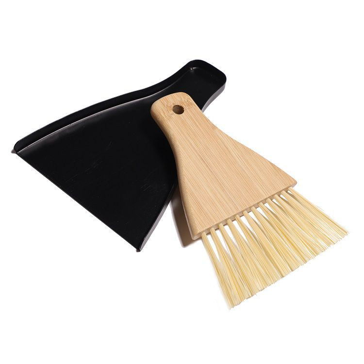 Ensemble brosse de nettoyage en bambou, brosse en nylon et pelle à poussière avec manche en bois, logo gravé