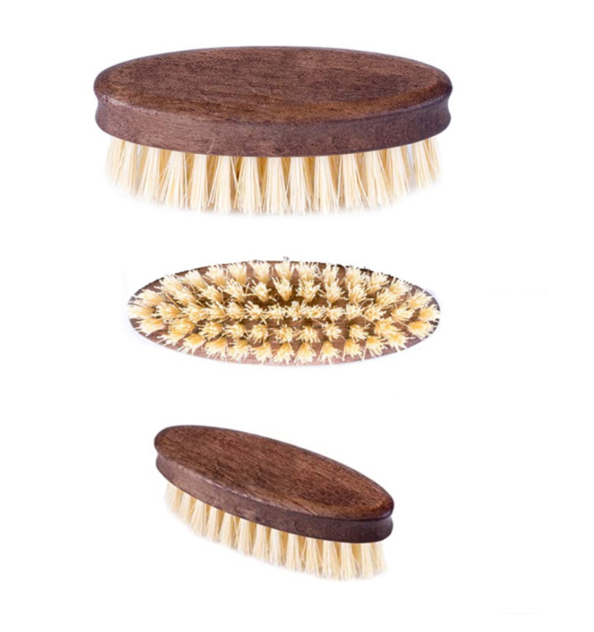 Compact Size Pocket Brush for Beard Facial Hair MOQ 100 PCS Customized LOGO Wood Handle with Natural Plant Fiber Bristles