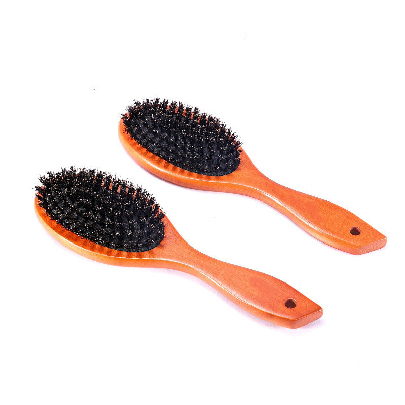 Engrave logo-Wood handle brush airbag brush boar bristle brush hair brush massage brush
