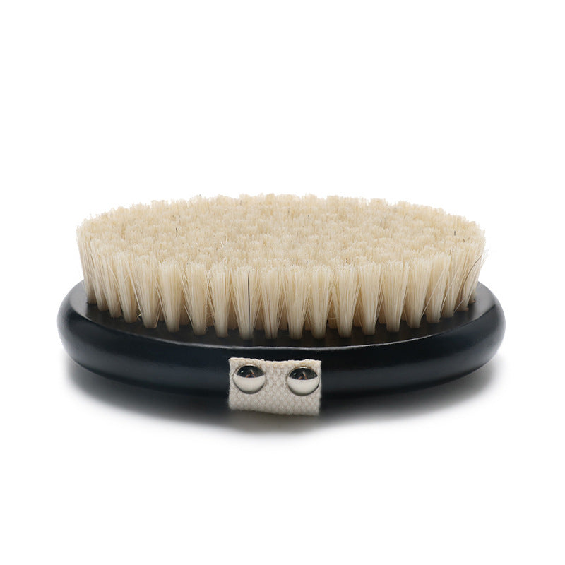 Brosse de bain en sisal/poils de sanglier avec manche noir et logo gravé - Vente en gros