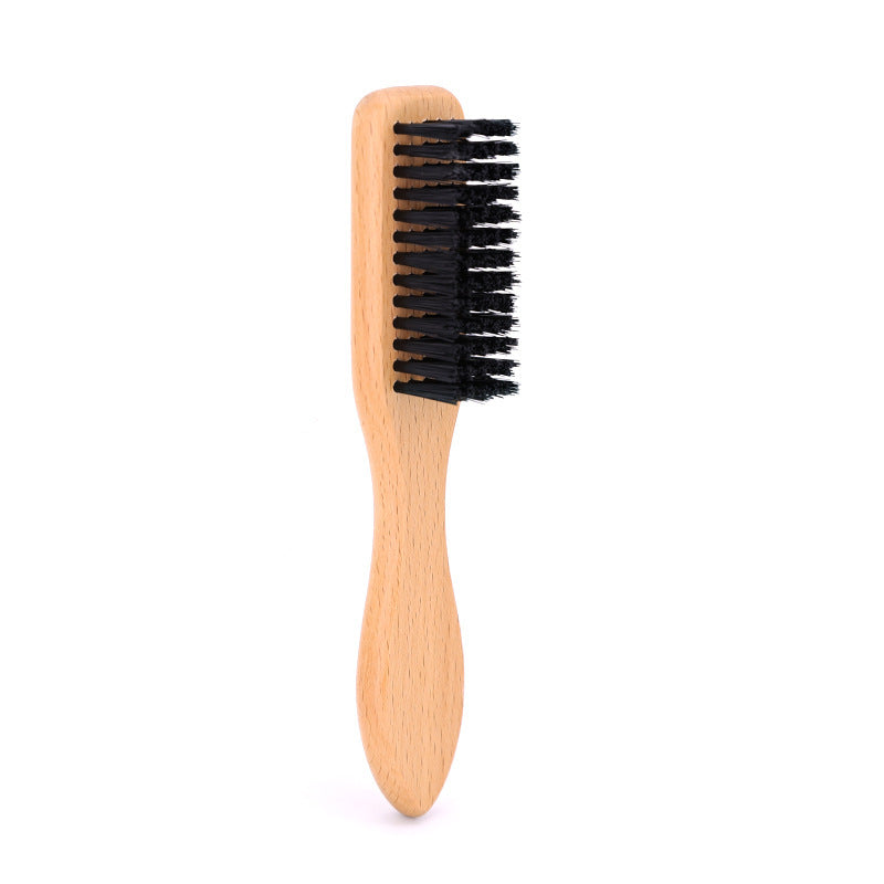 Engrave logo-Nylon beard brush Beech wood handle brush wholesale