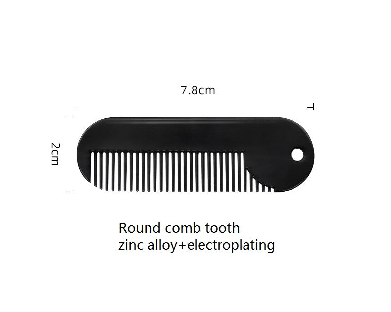 Engrave Logo-Mini Black Alloy Comb Key Chain Style moustache Comb For Hair/Beard Pocket Size Travel Size Comb