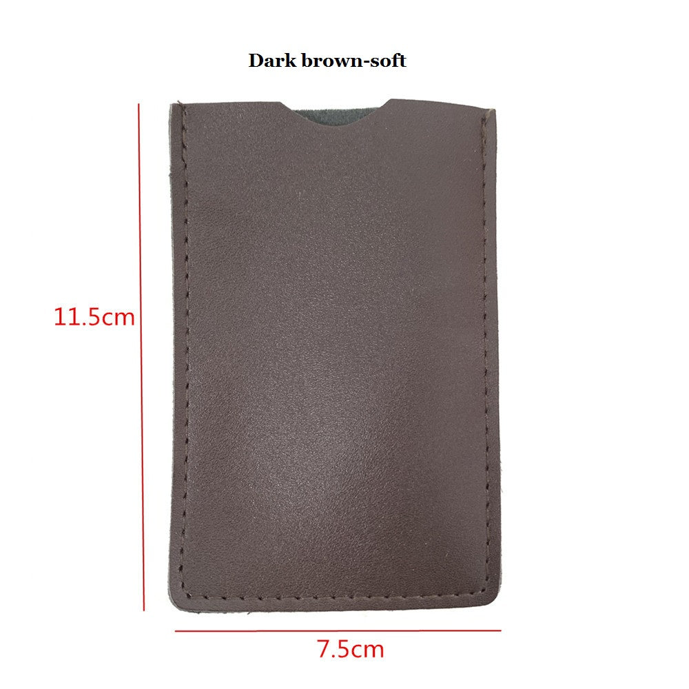 Étui en PU avec logo gravé, pochette en cuir, 7,5 x 11,5 cm