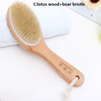 Engrave logo-Wood handle body brush dry brush bath brush wave handle boar bristle brush