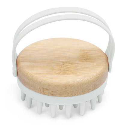 Engrave logo-Bamboo handle silica gel head hair brush massage brush wholesale