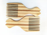 Customize Logo-Bamboo Fork Comb Pick Comb afro Beard Comb Wide Tooth brush