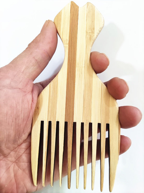 Customize Logo-Bamboo Fork Comb Pick Comb afro Beard Comb Wide Tooth brush