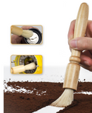 Engrave Logo-Handmade coffee brush clean brush wood handle boar bristle brush keyboard clean tool