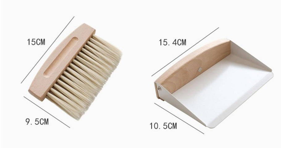 Ensemble brosse de nettoyage artisanale, brosse en nylon, pelle à poussière et manche en bois - Personnaliser le logo