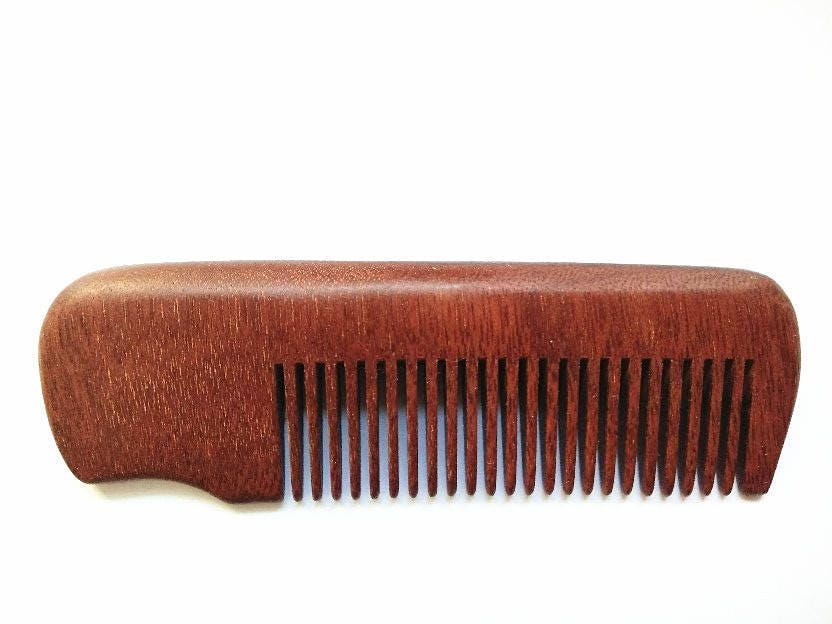 Personalized Your Logo -Wood Fine Tooth Comb Red Women Hair Men Beard Care Makeup Tool 4.1"(10.5cm)