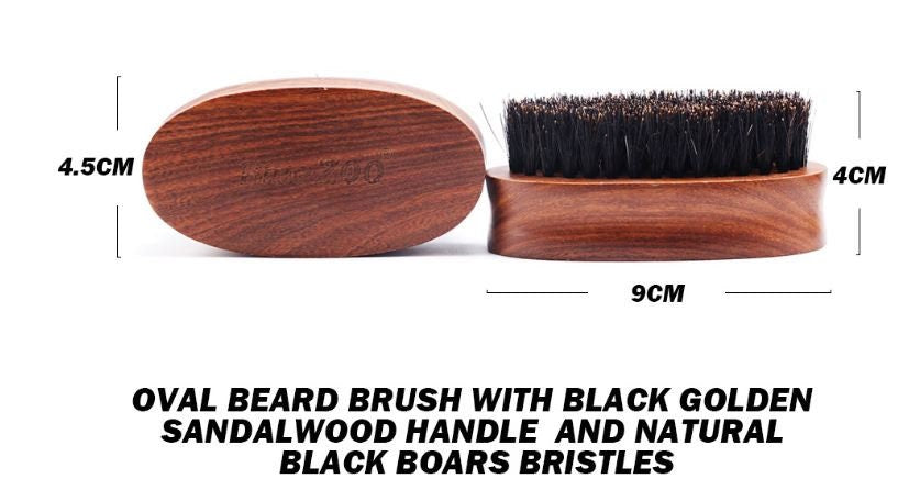 Customize Logo-Goldensandalwood Handle Boar Bristle Brush For Men Beard Care Makeup Grooming