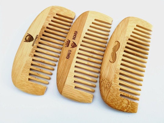 Customize Logo- Bamboo Wood Beard Comb Wide Tooth Beard Care brush hair combs makeup tool