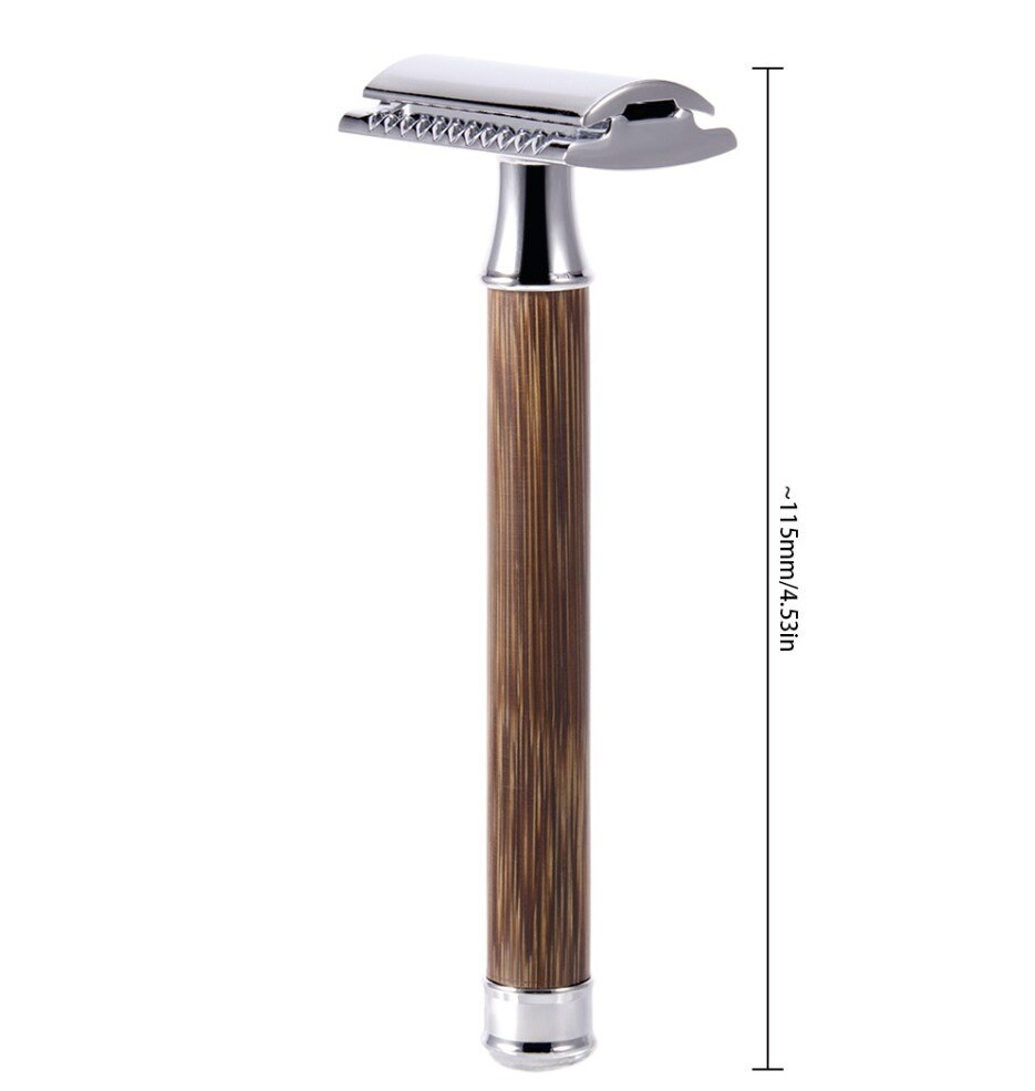 High Quality Handmade Bamboo Wood Handle Razor Old Style Metel Razor Men Beard Shaving Tools