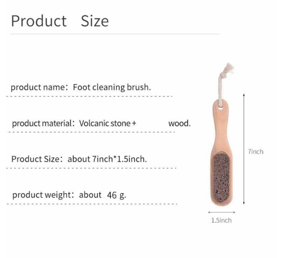 Engrave Your Logo-20pcs Wood Handle Foot Brush With Volcanic Stone Clean Foot exfoliate dead gray dead skin