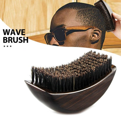 Customize Logo-New Design Beard Brush boar bristle brush moon shape wave beard care brush Men grooming tool