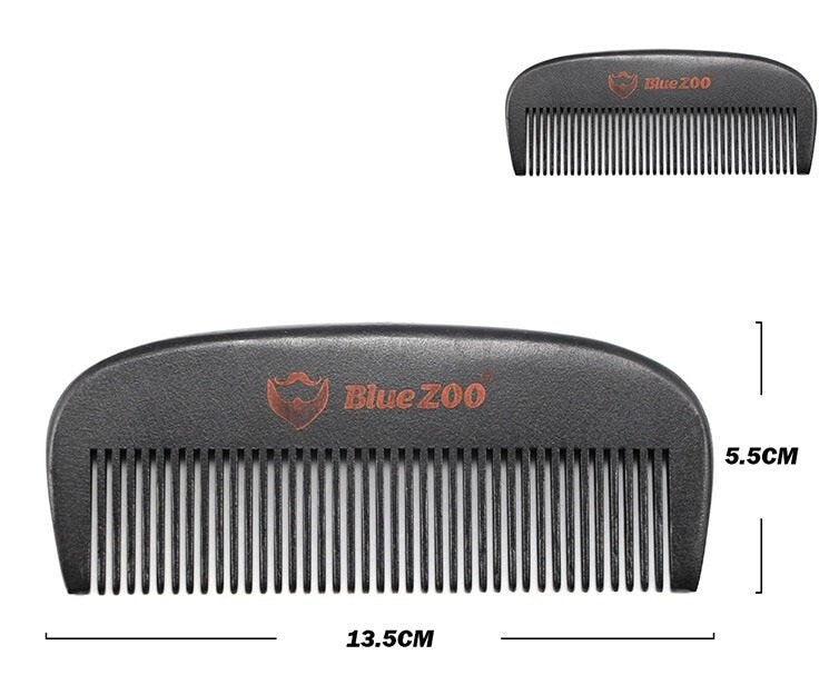 Peigne carré en bois de pêcher à dents fines, personnalisable avec logo, pour cheveux et barbe.