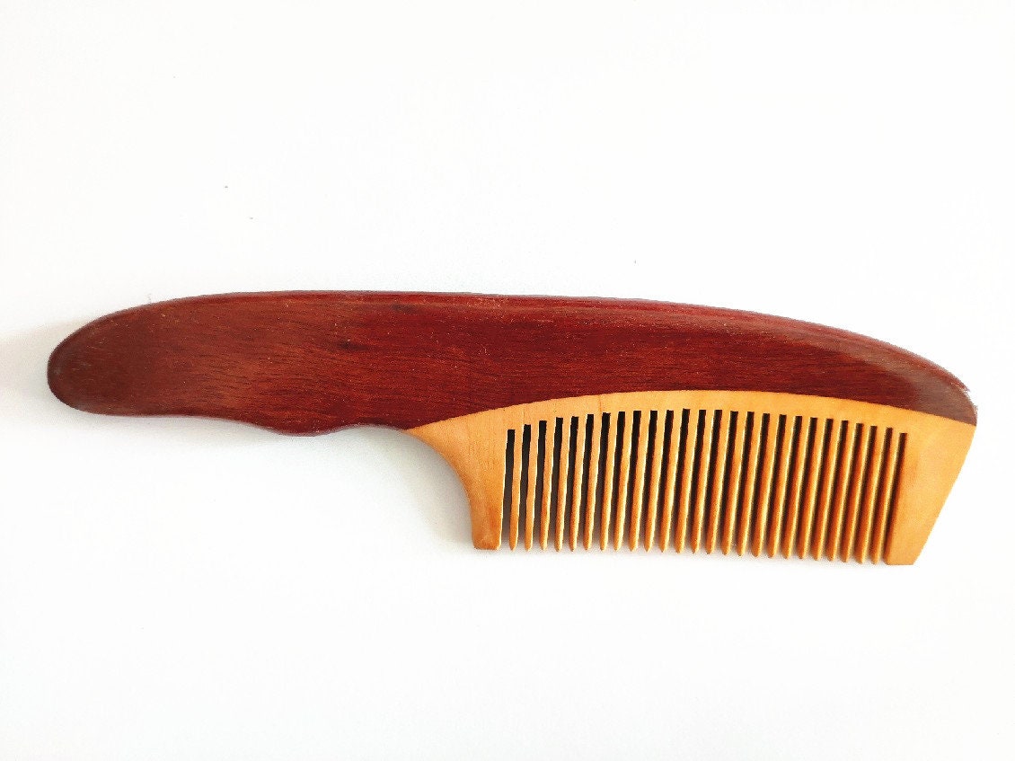 Engrave Logo-Red Wood Comb Beard Comb With Handle Comb Hair Brush Massage Comb