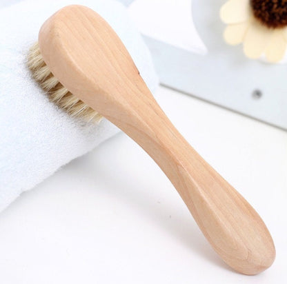 Customize Logp-Natural Wood Handle boar bristle brush face brush Massage skin face wash brush makeup tool