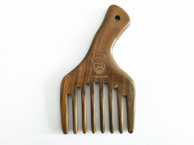Customized-Greensandal Wood Wide Tooth Comb Picks Comb Fork Comb For Men Hair/Beard Care Grooming Comb Hair Brush