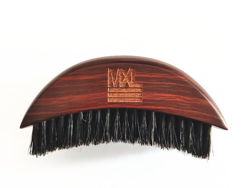 Customize Logo-New Design Beard Brush boar bristle brush moon shape wave beard care brush Men grooming tool