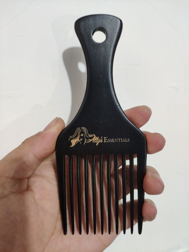 Customize Logo-Black Beech Wooden Comb Wide Tooth Beard Care Comb Fork Comb Afro Comb Pick comb hair brush