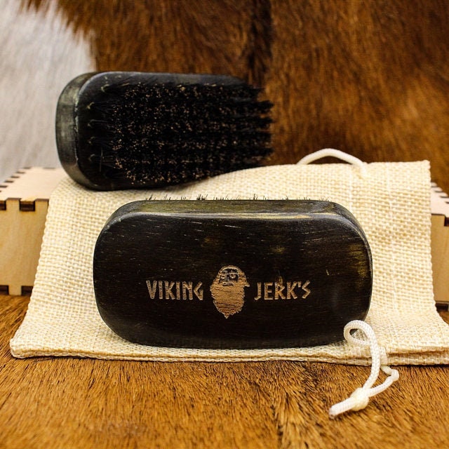 Engrave your logo- Men Wood handle boar bristle beard brush small square brush beard care comb hair brush