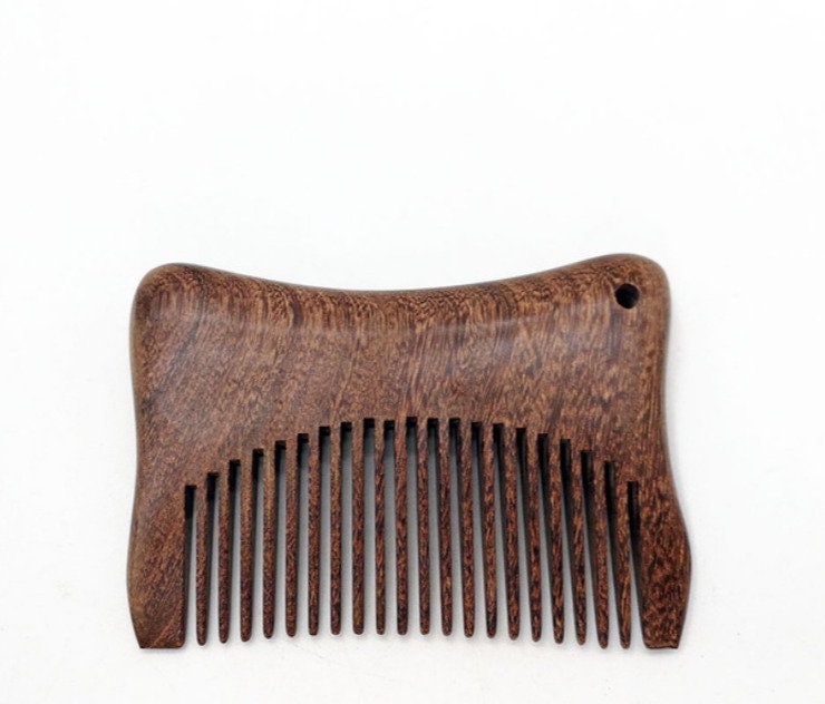 Personnalisation du logo - Lot de 20 mini peignes en bois de qualité supérieure, dents larges, en bois de santal noir, pour cheveux et barbe (8 x 5,3 cm).