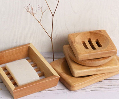 Customize Logo-Eco Friendly Natural Bamboo Soap Dish Tray Dish Rack Holder For Bathroom Soap Box