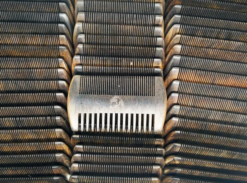LOGO Customized-Natural BlackSandalwood Wood Combs Two Sides Tooth Beard Comb Women Hair brush not black painting