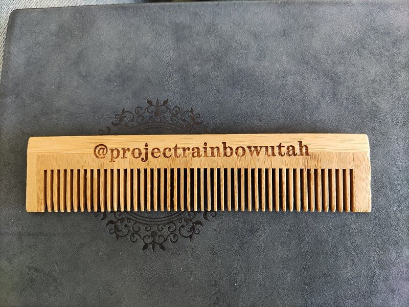 Customize Logo-Mini Bamboo Wood Comb Fine Tooth Square Beard Care Comb Hotel comb