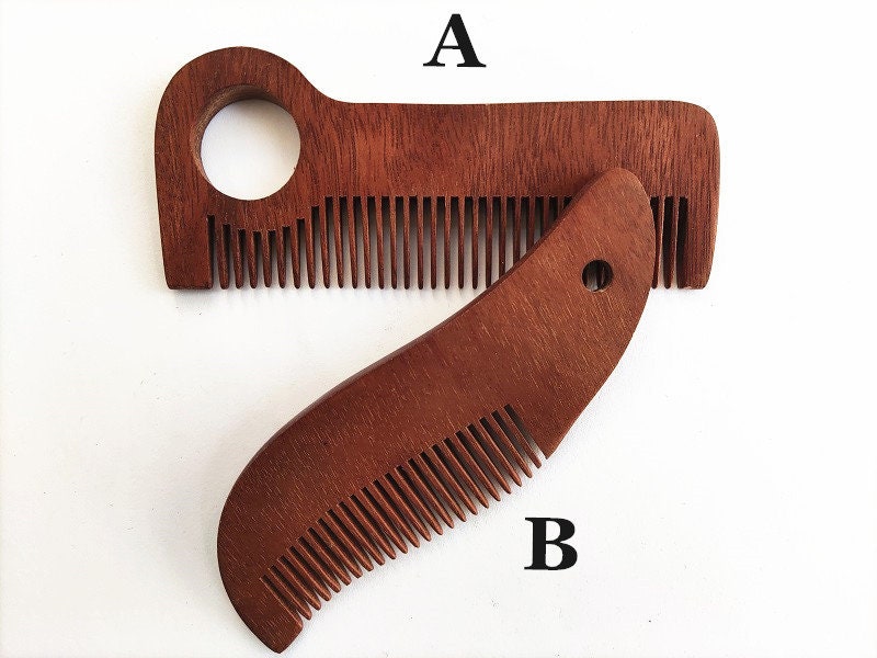 Customized Logo-EDC Red wood comb for men beard care women hair brush with hole on handle